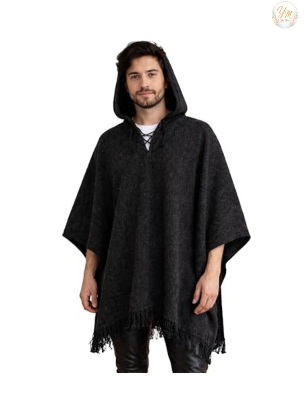 Alpaca Wool Poncho with Hood Cape Coat Loose Fit Winter Warm